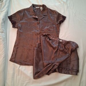 Adonna Striped Button Down Top And Pants Pajama Set NEW Sz M
